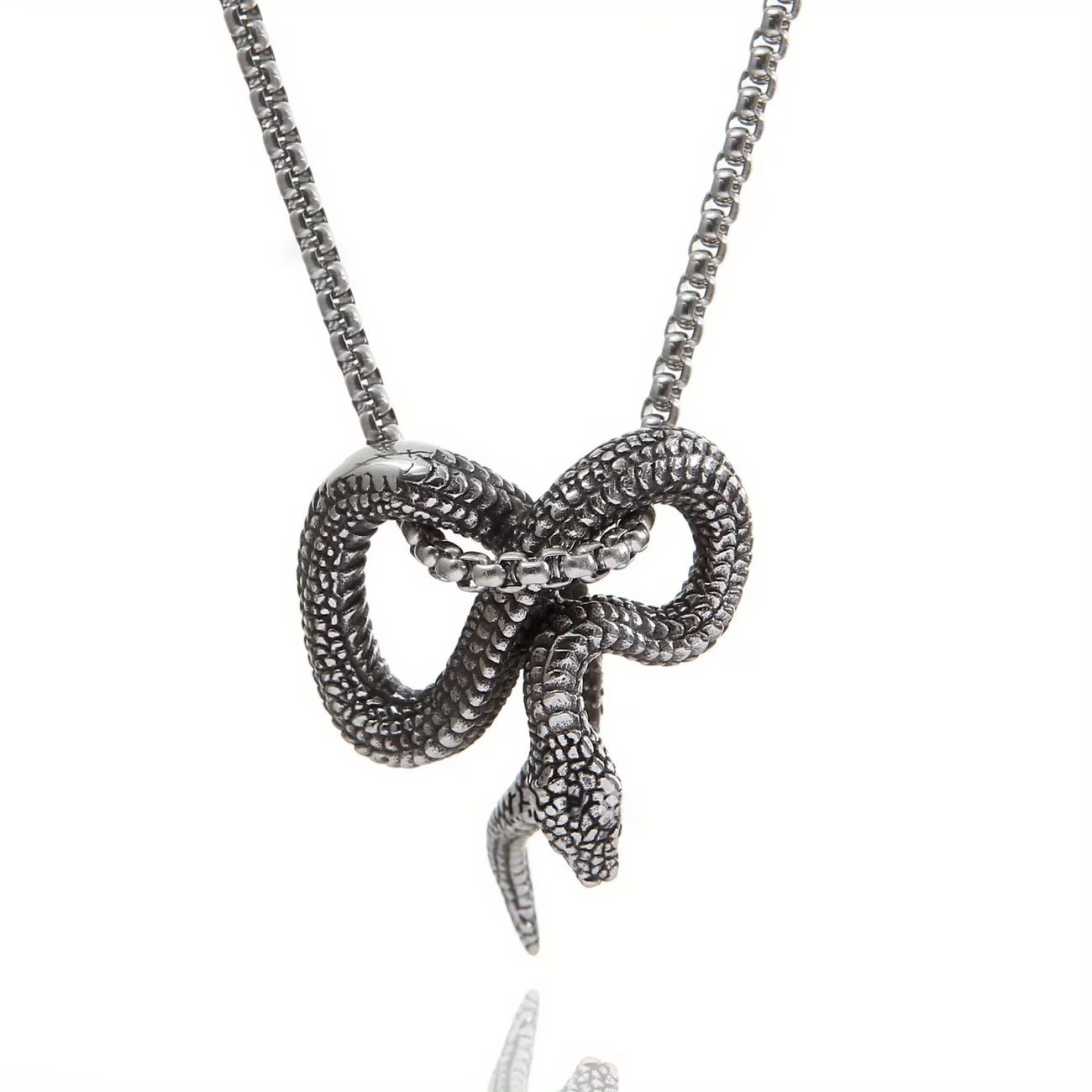 925 Sterling Silver Charm New Fashion Jewelry King Cobra Snake Pendant Necklace