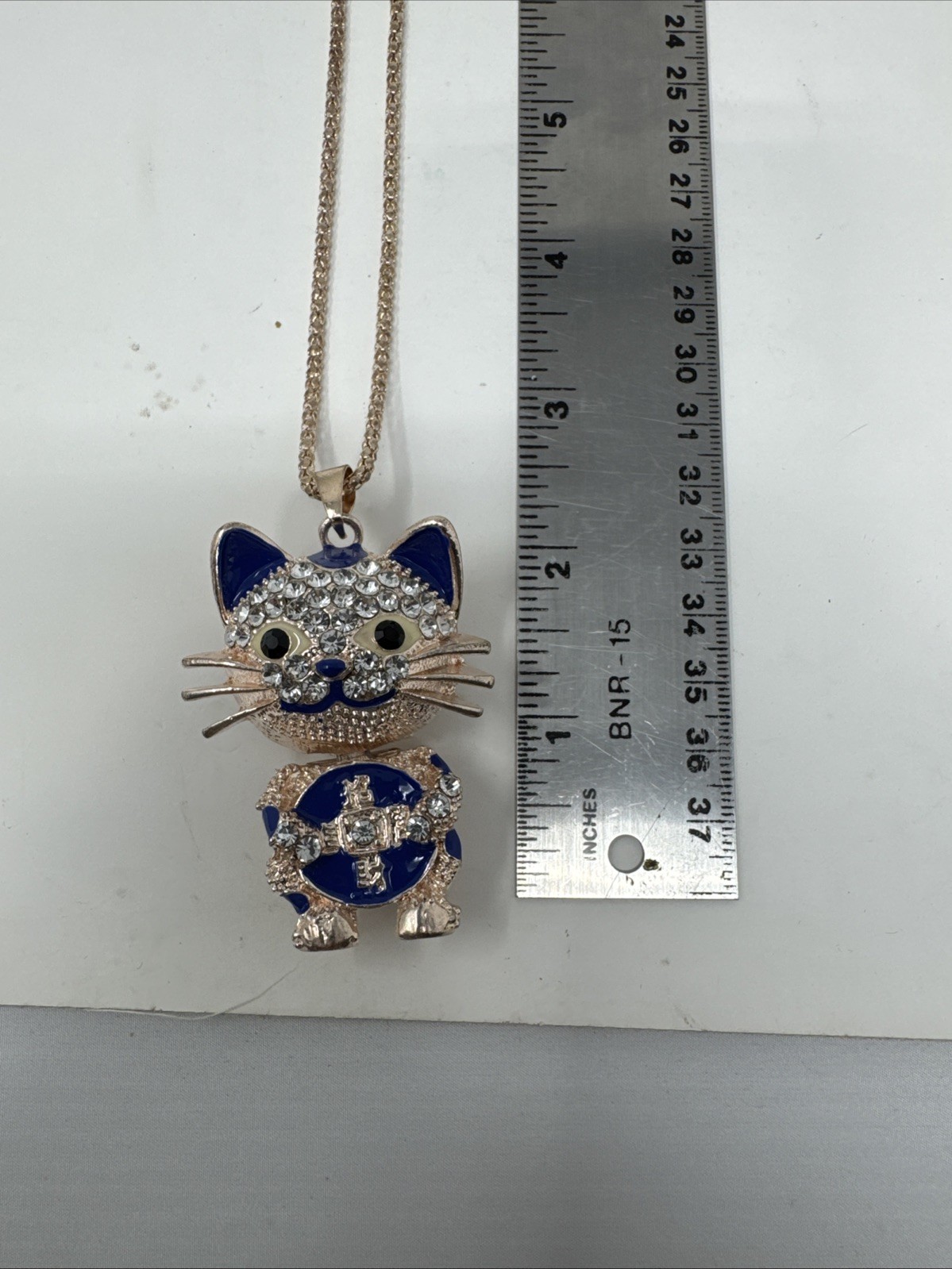 Betsey Johnson Brand New Blue Lucky Fortune Cat Pendant Necklace (unit #B-406)