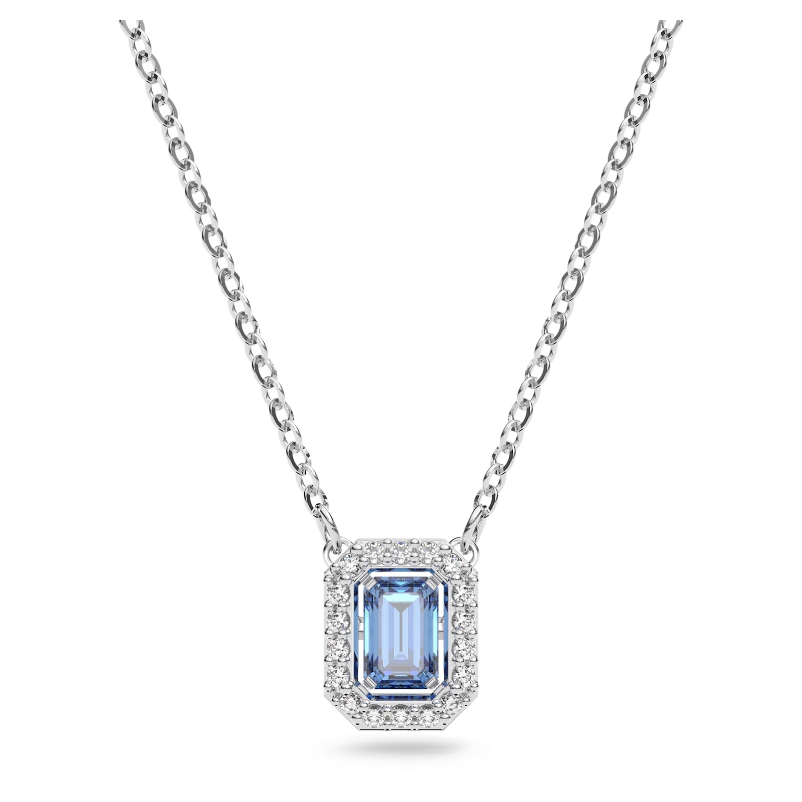 Swarovski Una Necklace Octagon Cut, Blue, Rhodium Plated 5614926