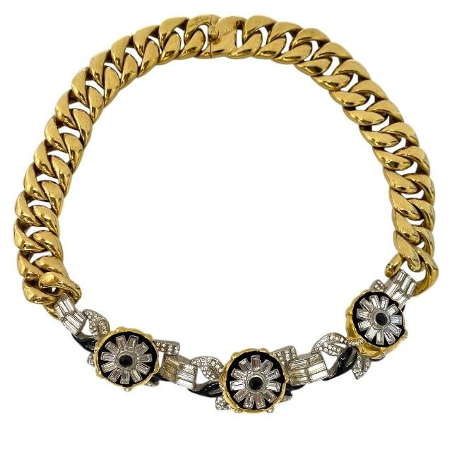 AUTH LOUIS VUITTON MP2193 WINDSOR BUYER NECKLACE GP SWAROVSKI GOLD SILVER BLACK