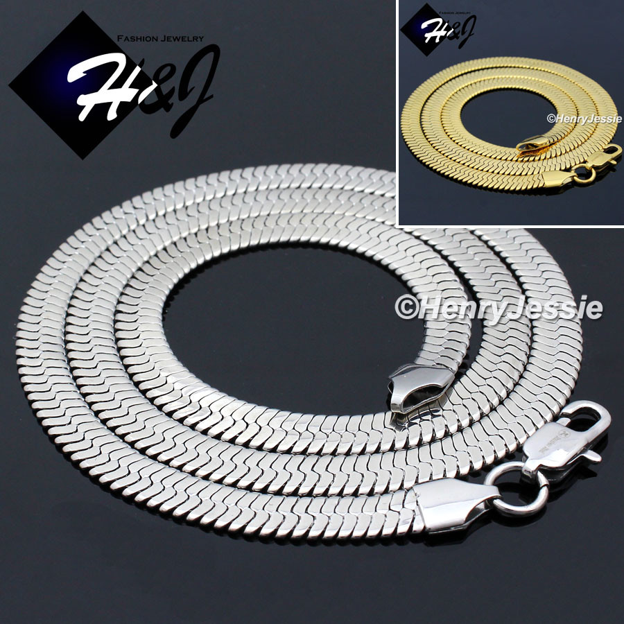 16″18″20″24″MEN Stainless Steel 6mm Silver/Gold Plated Herringbone Necklace*N159
