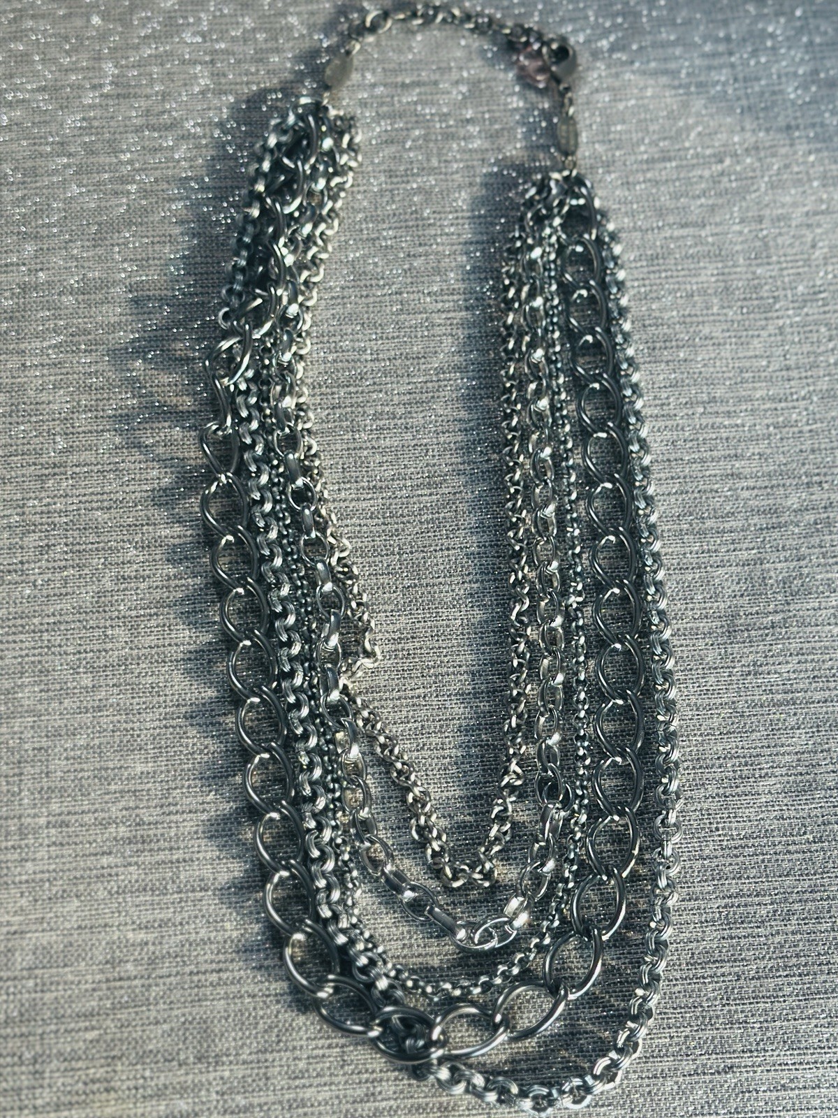 NEW Sabika Classic Layered Silver Tone Round Link Chain.