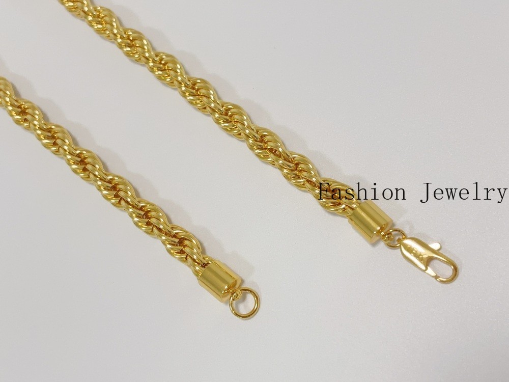 18K Yellow Gold Diamond Cut Rope Chain 10mm NecKlace Mens Womens 24″