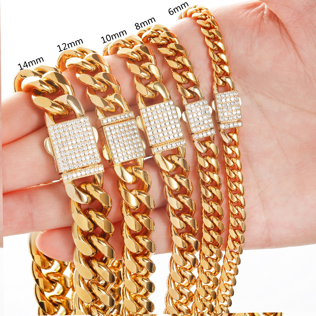 Men’s 18K Gold Plated Stainless Steel Curb Cuban LInk Chain Necklace 16-40inch