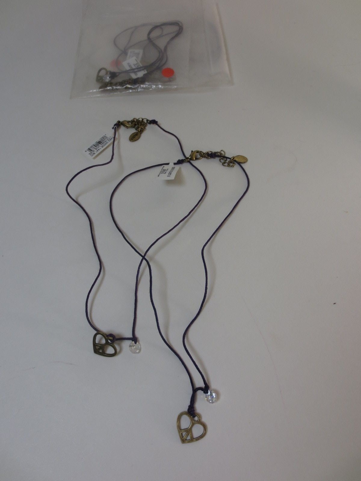 American Eagle Outfitters AEO Purple Rope Heart bead Necklace NWT 15.5 Set 2