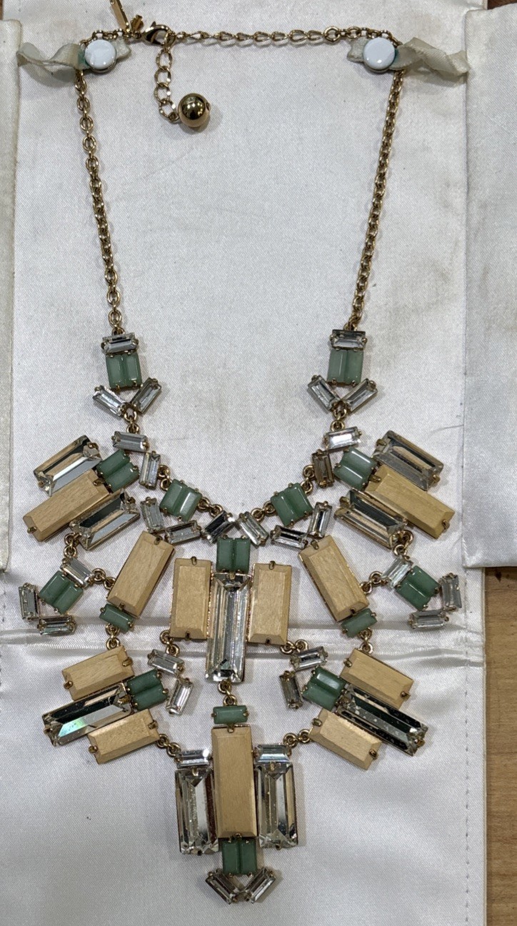 Kate Spade Necklace Centro Tiles Statement Light Wood & Stone Multi Jewelry