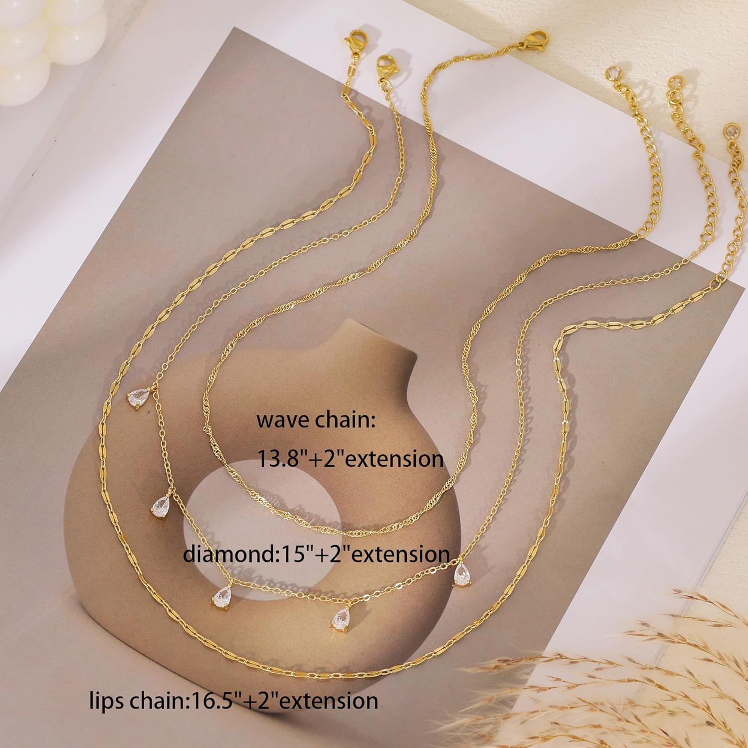 Layered Necklaces for Women, Dainty Gold Necklace Stack 14k Gold Plated Layering
