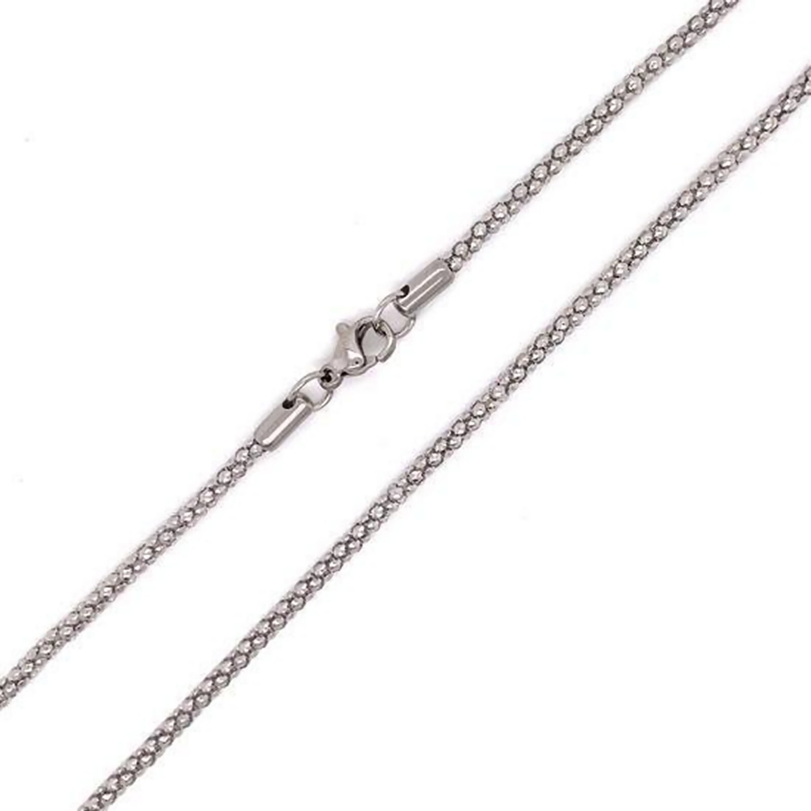 Mesh Popcorn Chain Silver Stainless Steel Snake Skin Style Necklace 4mm 22-26 IN