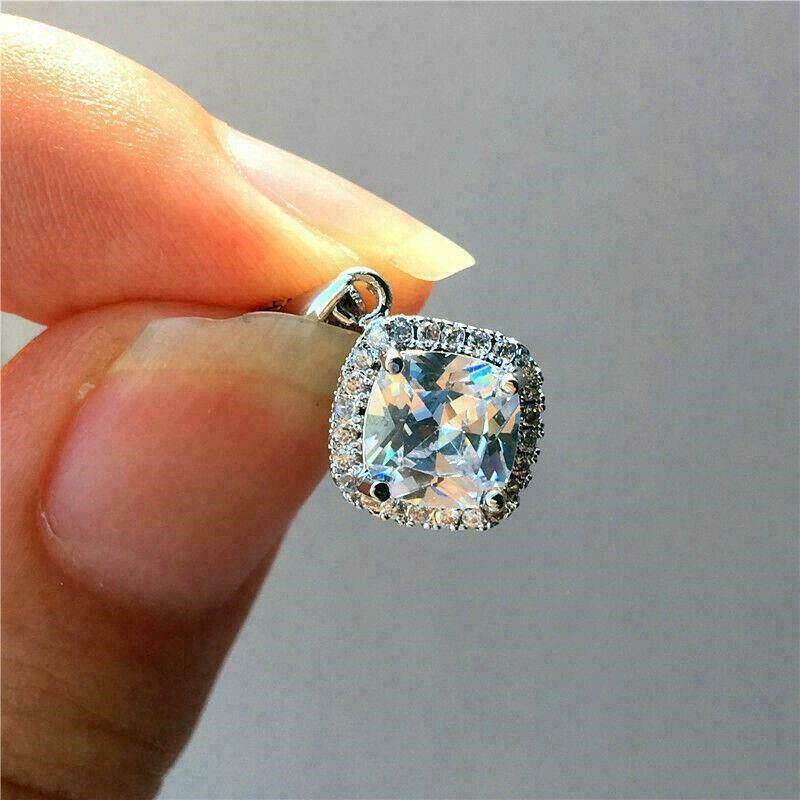 Fashion Wedding Necklace Pendant Cubic Zirconia Women Jewelry Birthday Gift