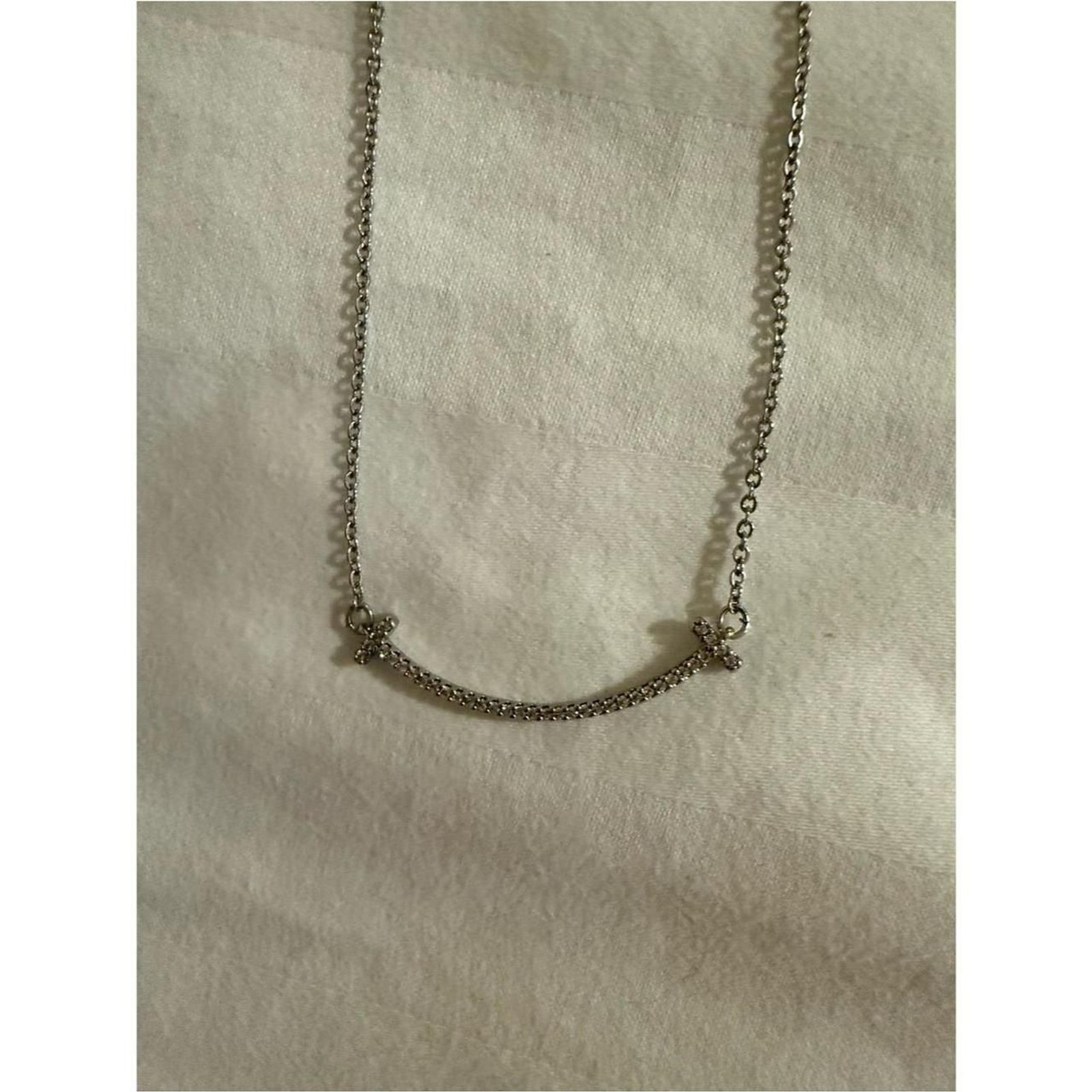 Park Lane Silver Happy Necklace With Pave Stone