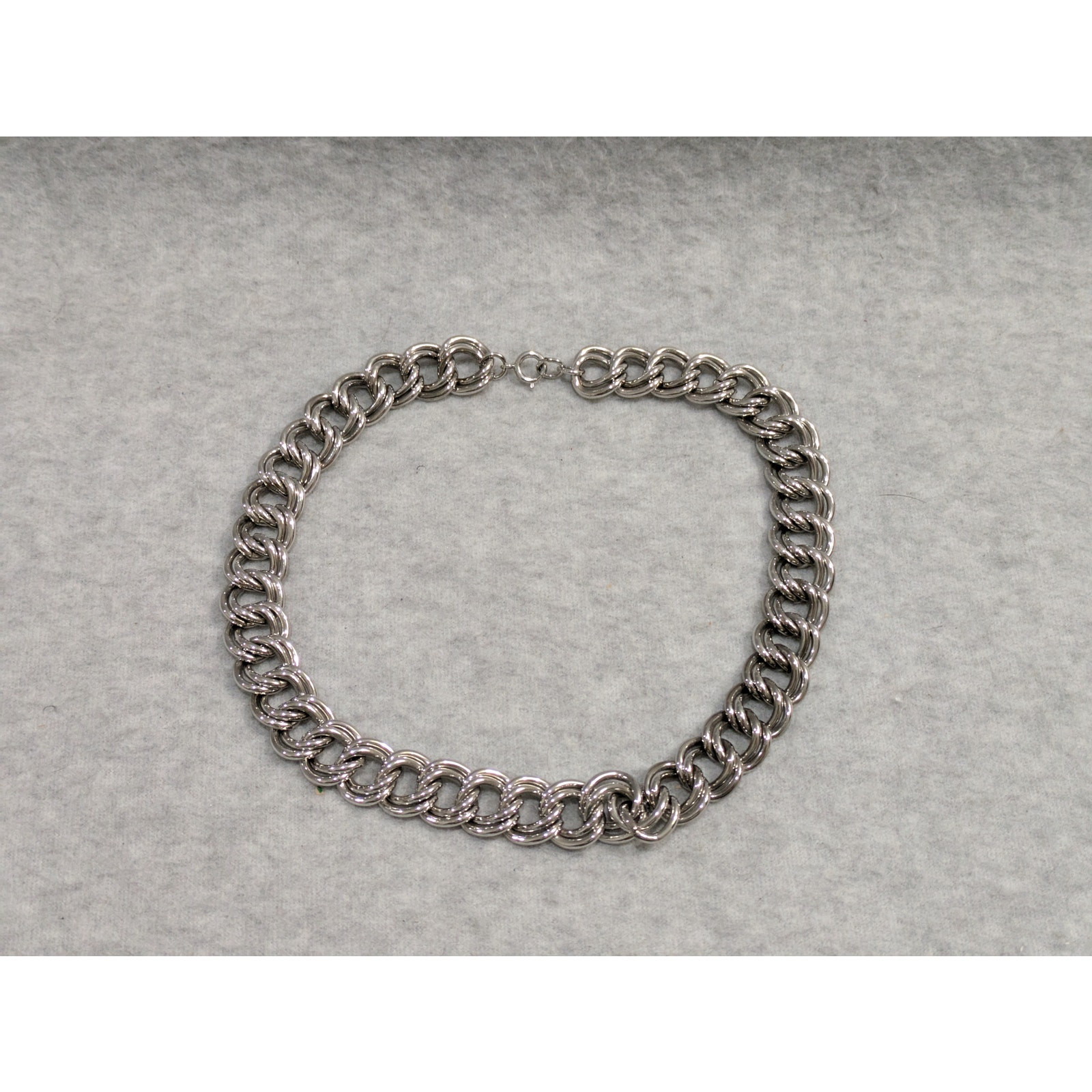 Chunky Chain Necklace Silver Tone Double Twisted Chain Chocker Necklace 16″ VTG