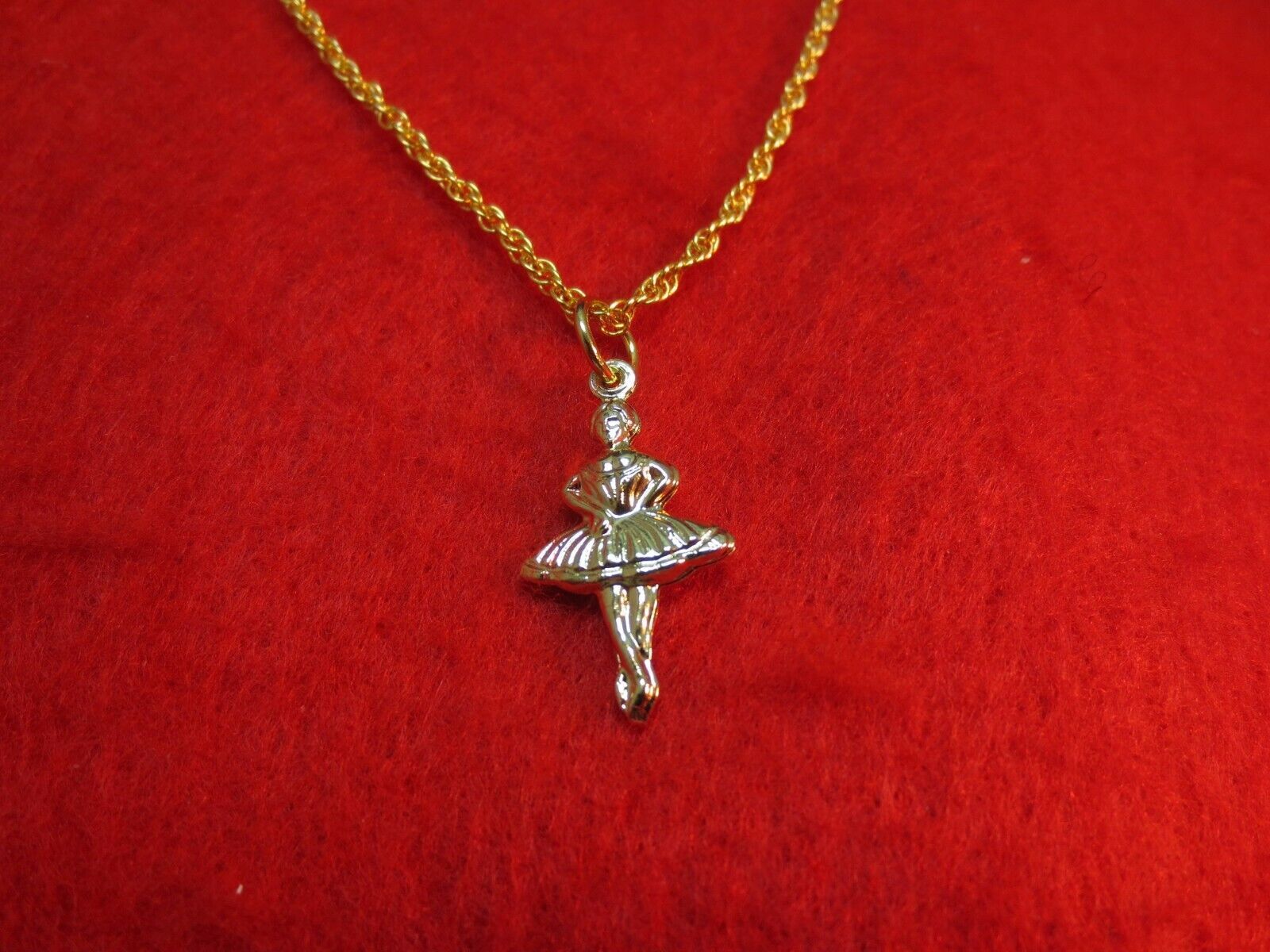 14KT GOLD PLATED BALLERINA DANCER TWO SIDED PENDANT CHARM & 16″ ROPE -303
