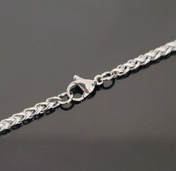 Silver Stainless Steel Wheat 316L Chain 2.5mm-5mm Necklace Mens Women 16″-26″