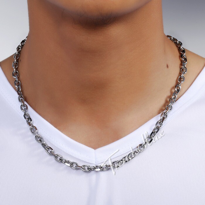 6mm 26″ Boys Mens CUT CABLE Chain Silver Stainless Steel Link Necklace Jewelry