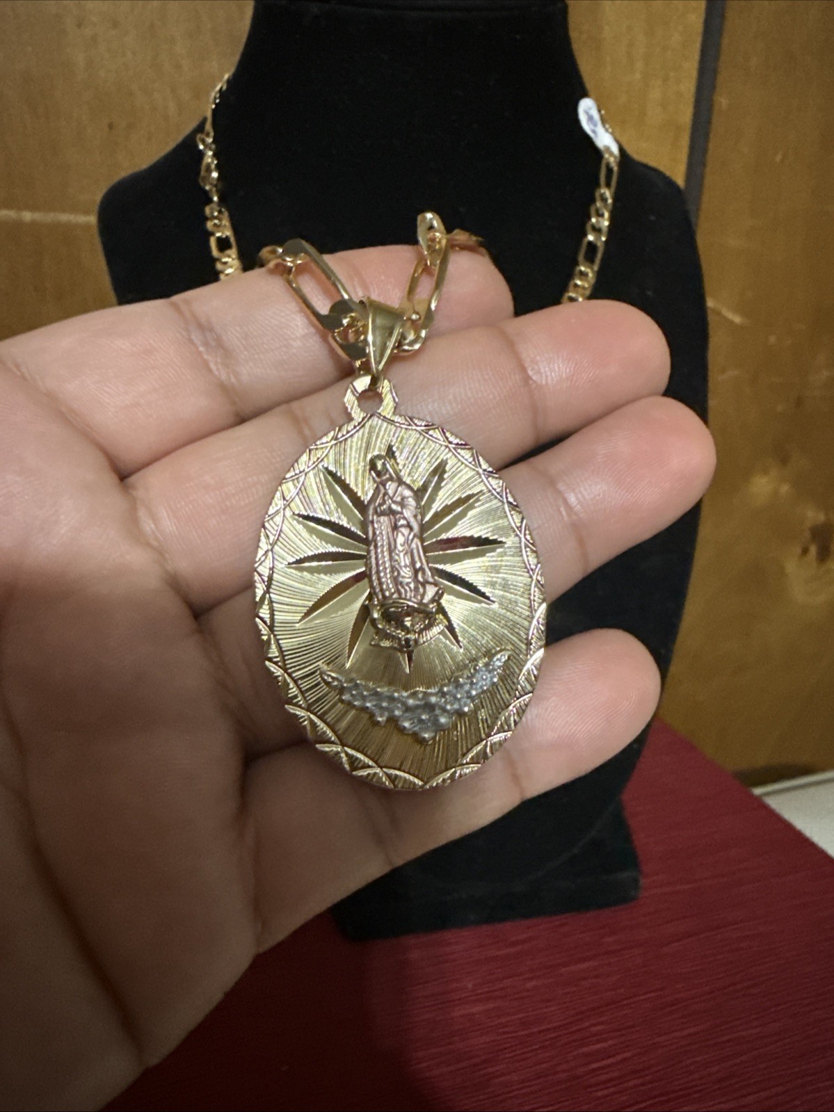 Xuping XP Saint Jude Pendant Figaro Chain Gold Plated CZ Necklace New
