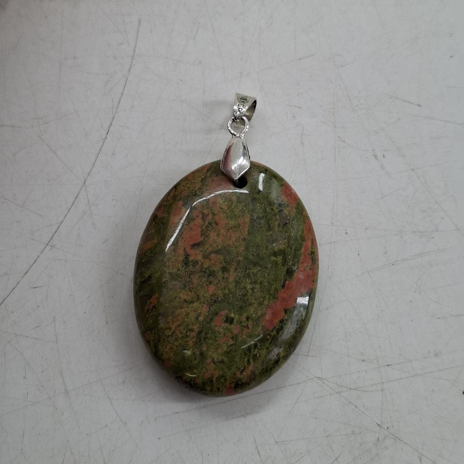 Unakite pendant 4cm 18KGP clasp Smoky Quartz pendant 3.5cm 925 clasp Edging