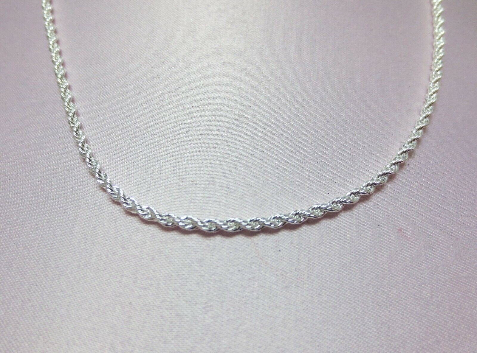 18 INCH STERLING SILVER PLATED 2.5 MM ROPE FRENCH STYLE CHAIN NECKLACE