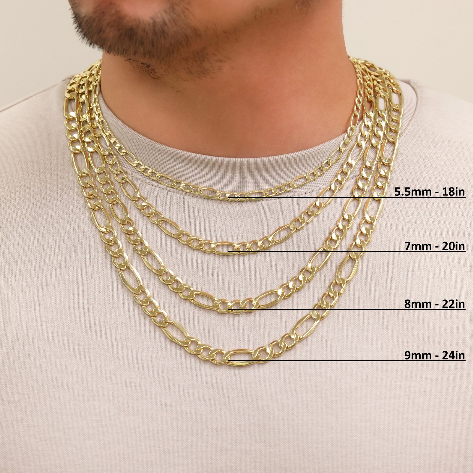 10K Real Yellow Gold 2mm-9mm Figaro Chain Link Pendant Necklace Bracelet 7″- 30″