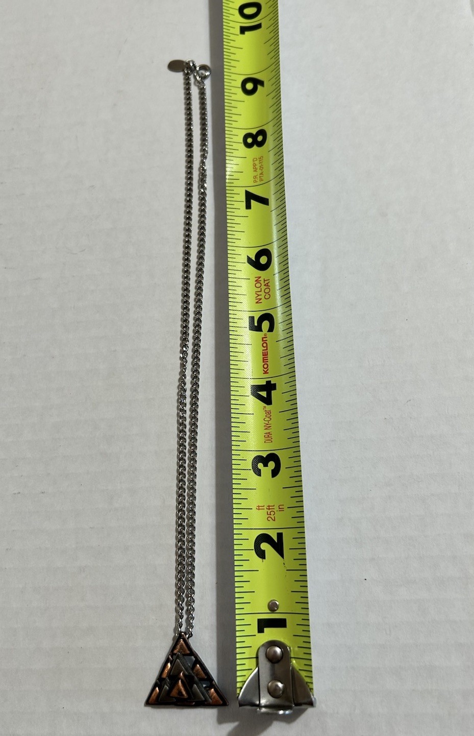 Paradise Signed Silver Tone Metal Chain Necklace Triangle Geometric Charm