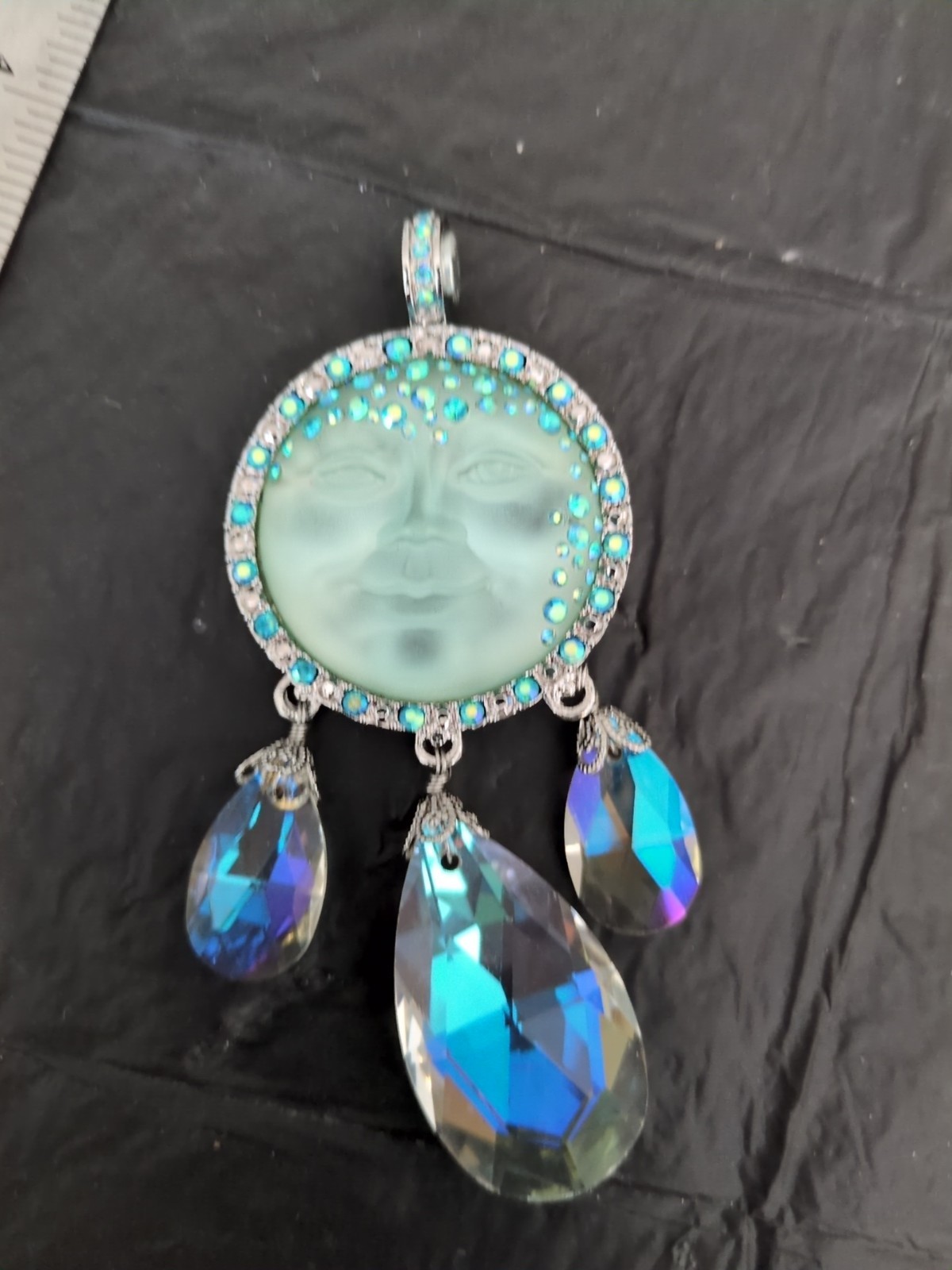 Kirks Folly Venus Seaview Moon Fold over Magnetic Pendant ST Light Sapphire Blue