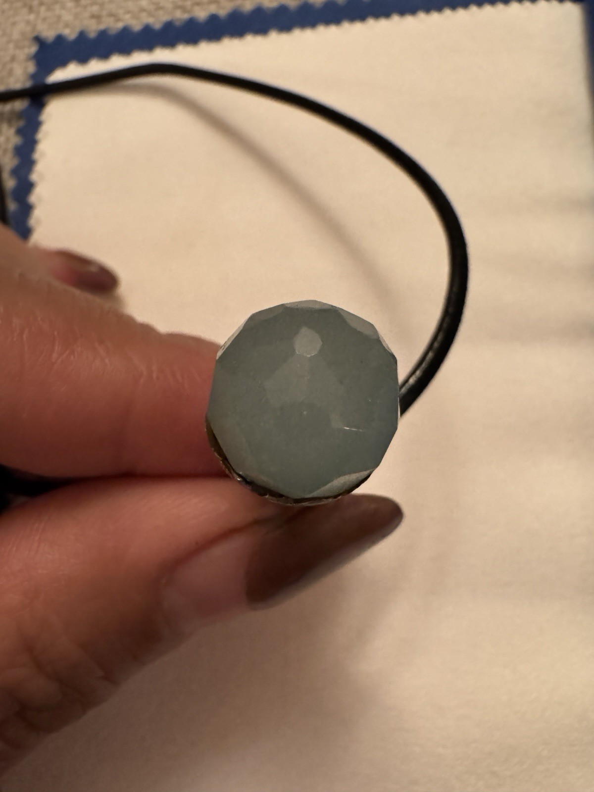 925 silver Bohemian Black Cord Necklace with aventurine gemstone Pendant
