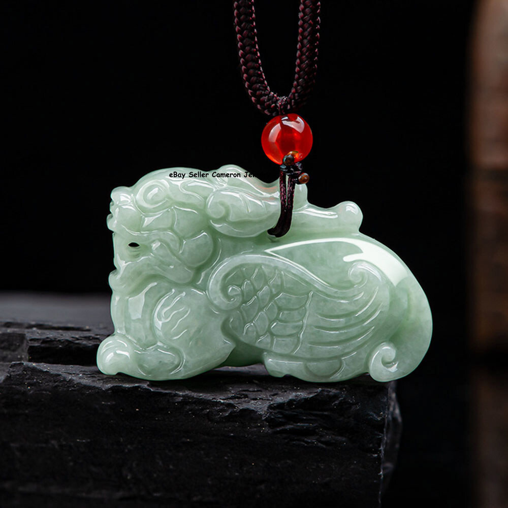 Real Grade A Natural Green Jade Jadeite Men Women Wealth Dragon Pixiu Pendant