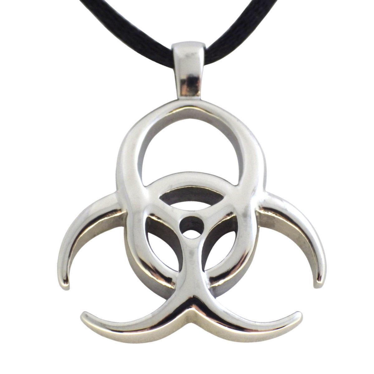 Biohazard Necklace Mens Womens Stainless Steel Virus Quarantine Zombie Pendant