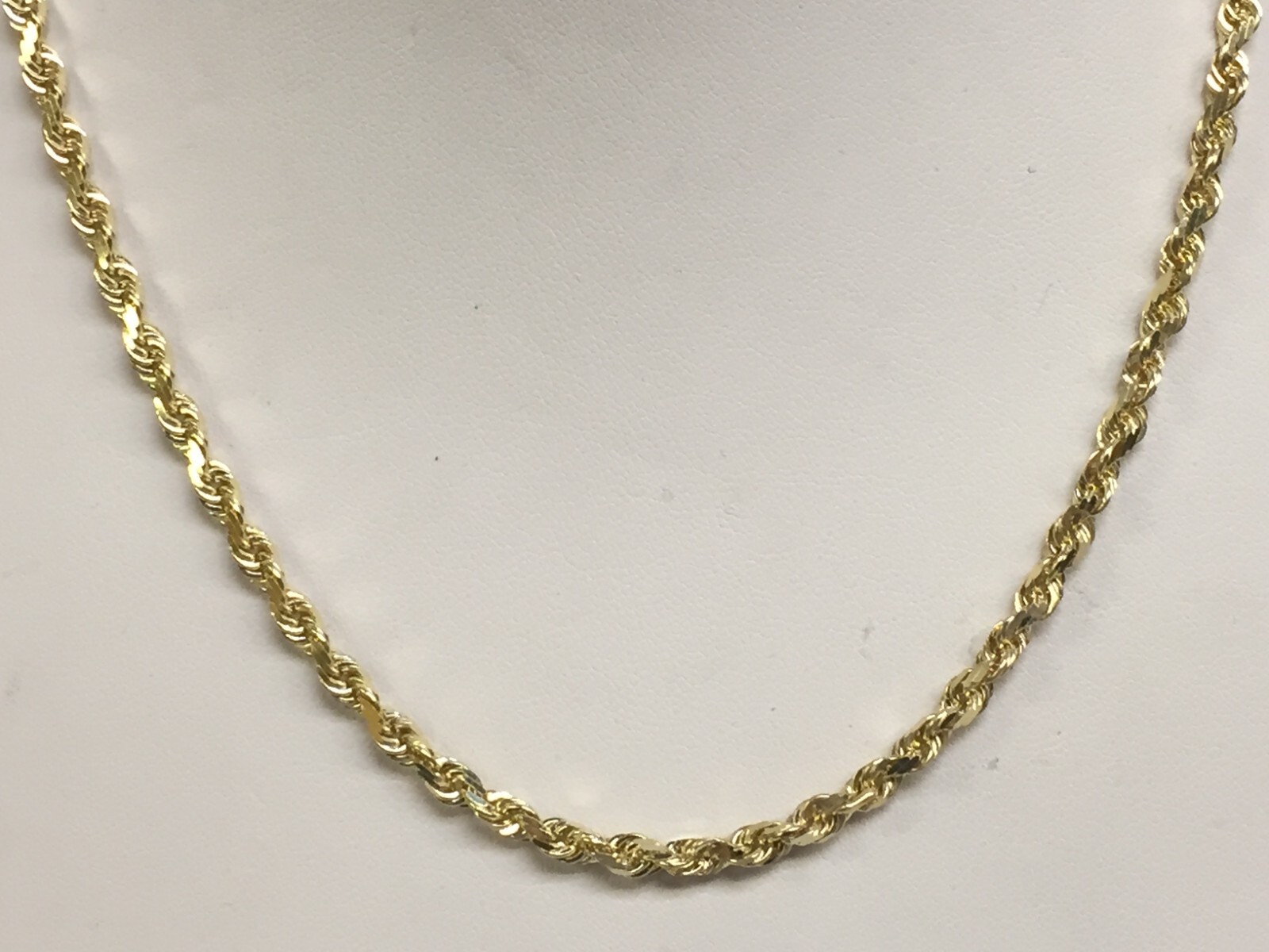 10k Yellow Gold 22″ Solid Diamond Cut Rope Chain Necklace 4 mm 19 Grams