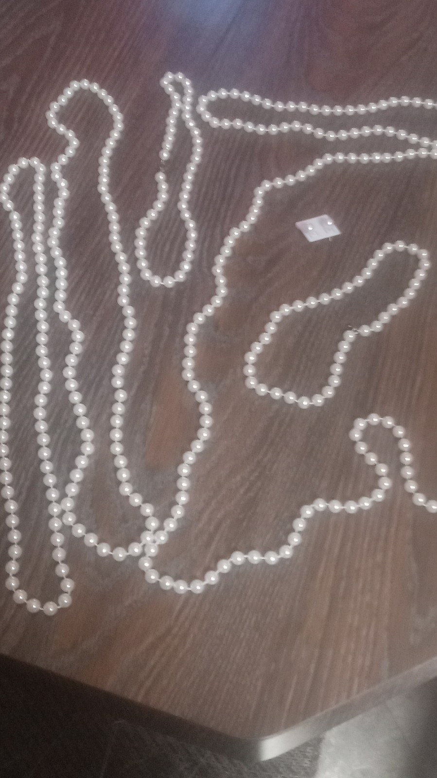 White Imitation Pearl Beaded Plastic Necklace Lot Fashion & Costumes Round Beads