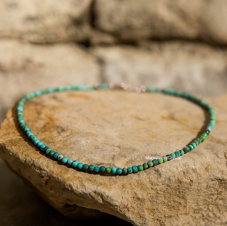 A+++ Genuine Natural Turquoise Choker Necklace Minimalist Stone Beaded Jewelry