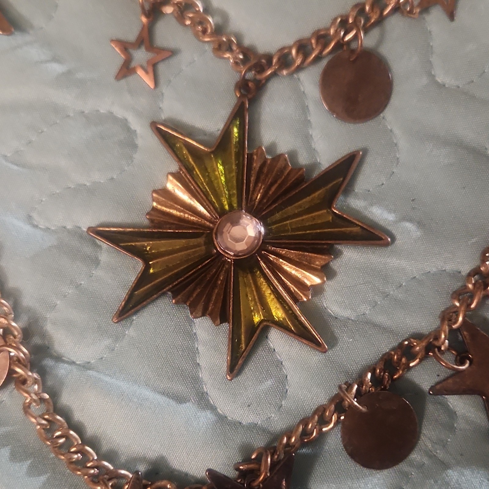 Multiple Layer Metal Star and Heart Necklace with Lobster Clasp