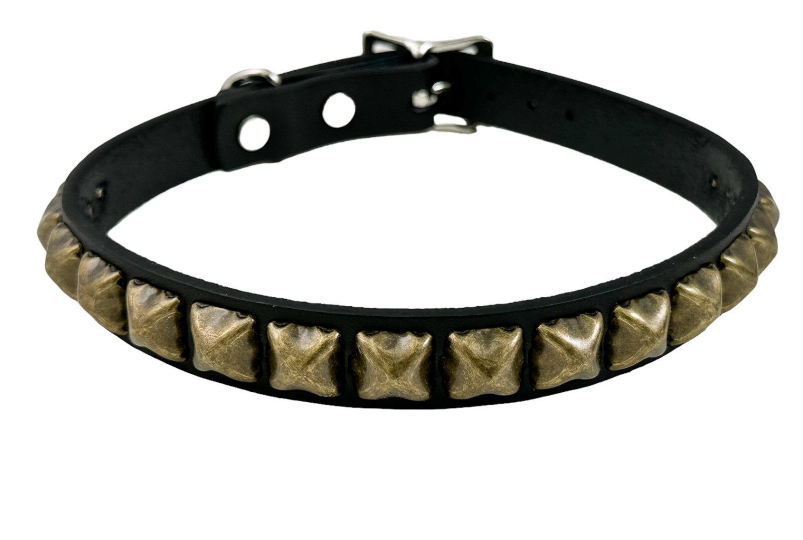 Brass Antique Studded Punk Collar Gothic Classic Choker Genuine Leather Usa Made