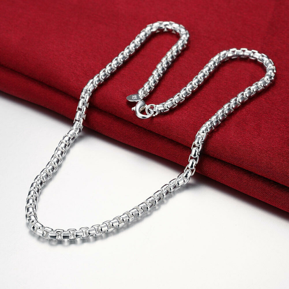 18″-30″ Mens Womens 925 Sterling Silver 6mm Smooth Round Box Link Chain Necklace