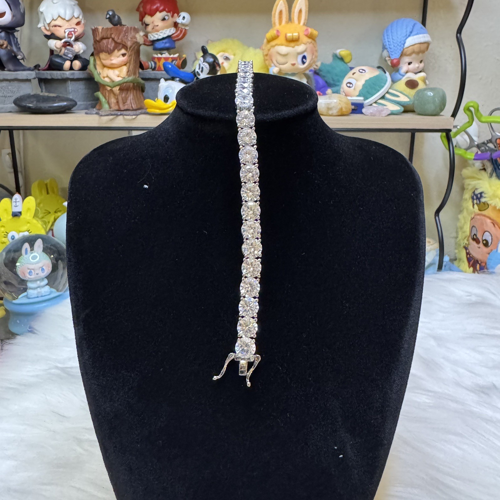 Tennis Bracelet Moissanite 14K White Gold Filled, 7inch, 6.2mm
