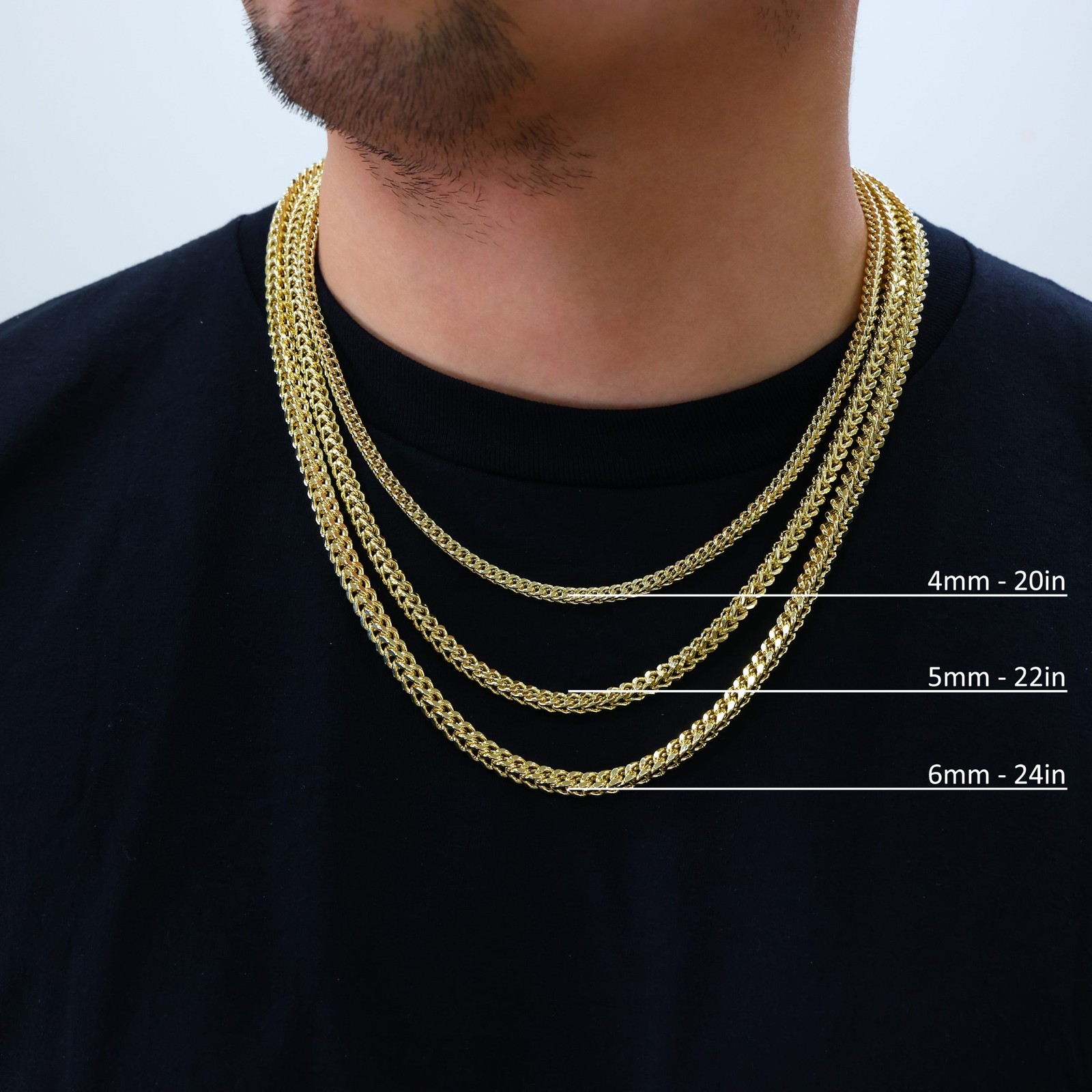 10K Yellow Gold 1.5mm-6mm Franco Square Box Chain Necklace Mens Womens 16″- 30″