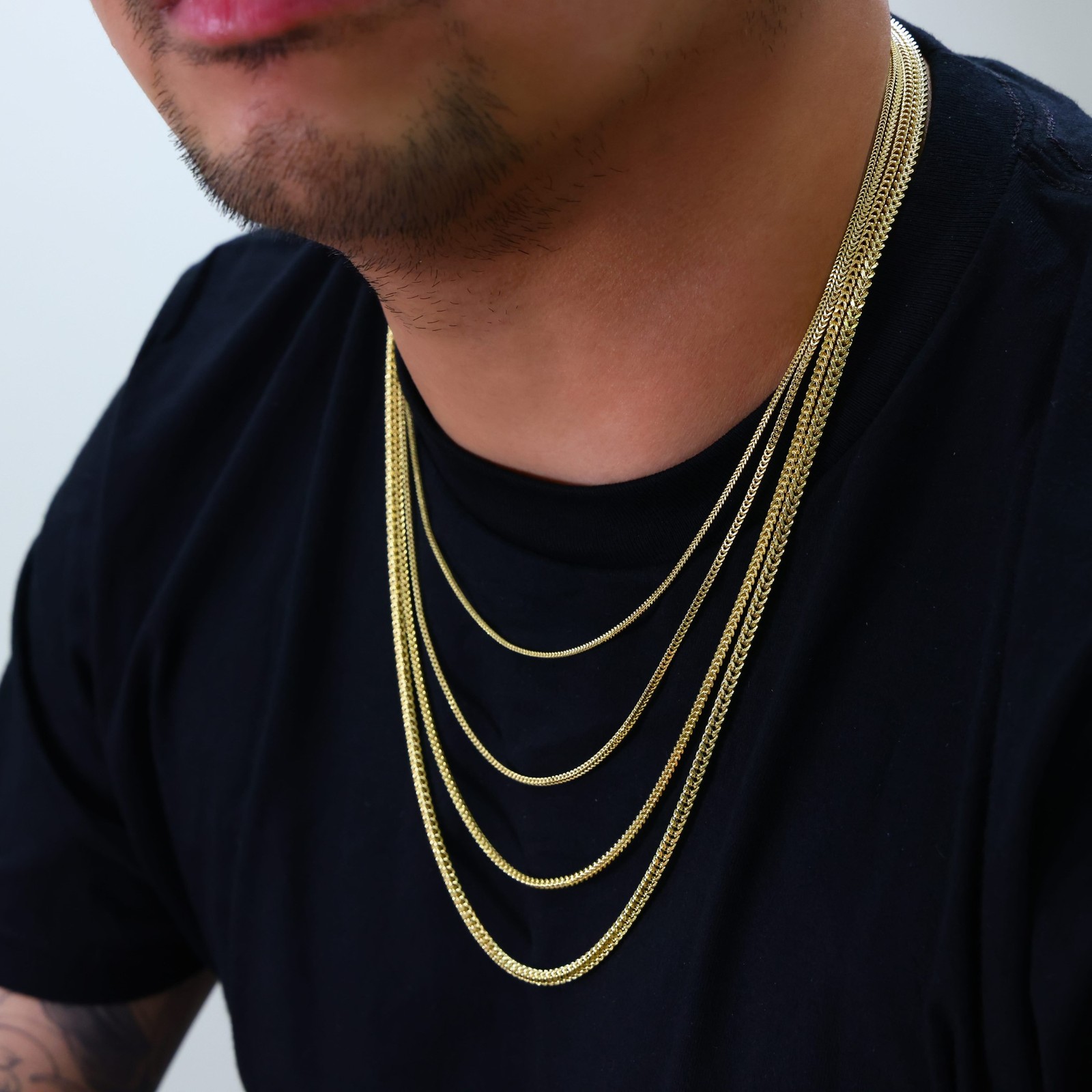 10K Yellow Gold 1.5mm-6mm Franco Square Box Chain Necklace Mens Womens 16″- 30″