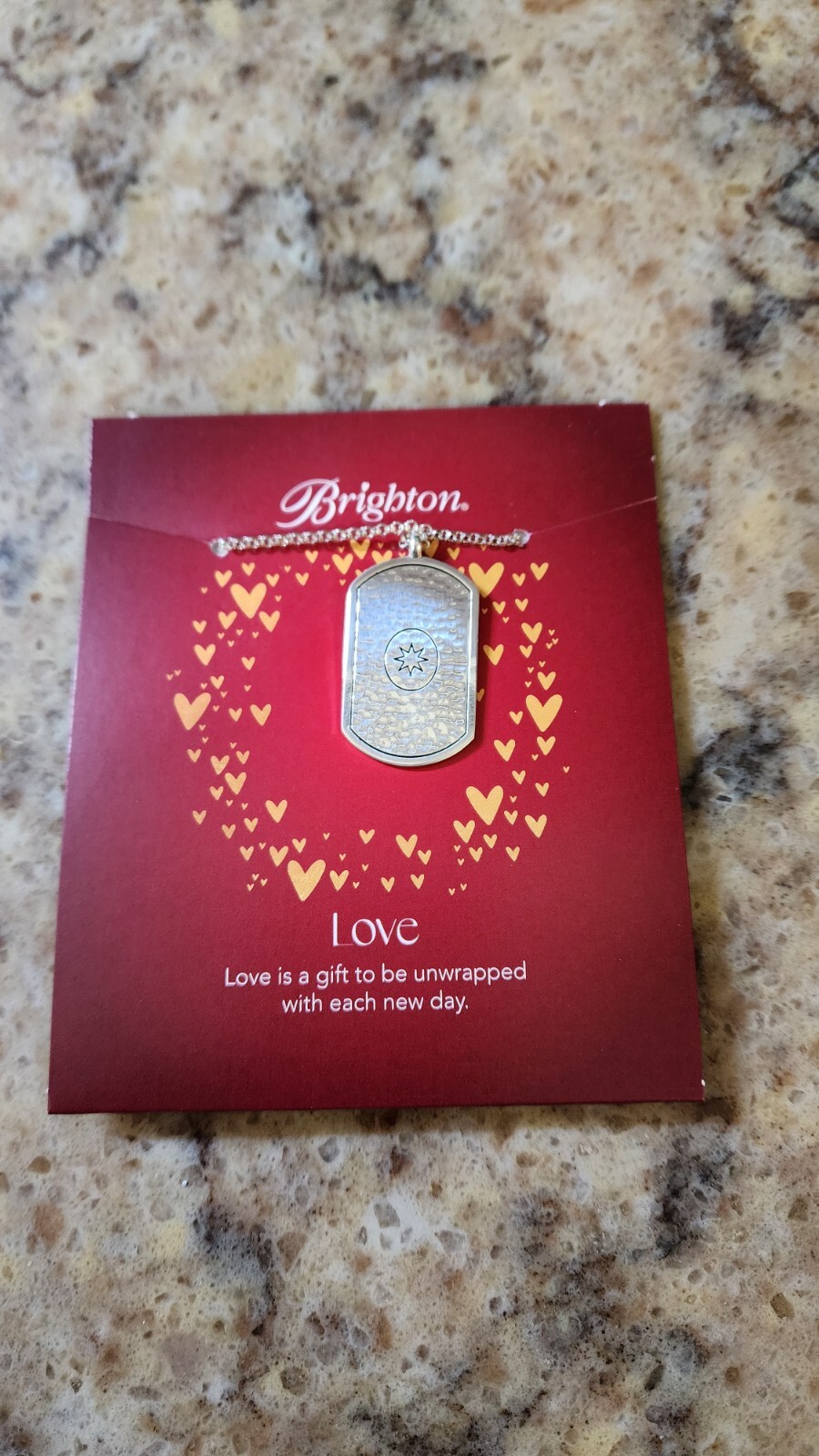 Brighton Heartfelt Love Silver Tone Dog Tag Style Necklace NWT