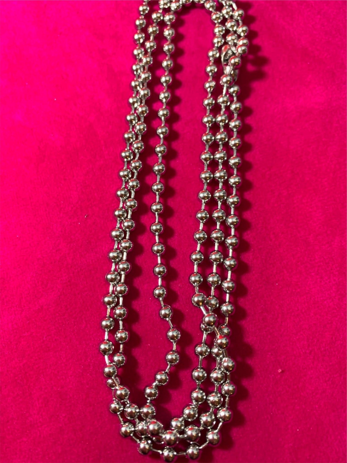 16 INCH-108 INCH 4MM STAINLESS STEEL SILVER BALL CHAIN WITH A MILITARY CLASP