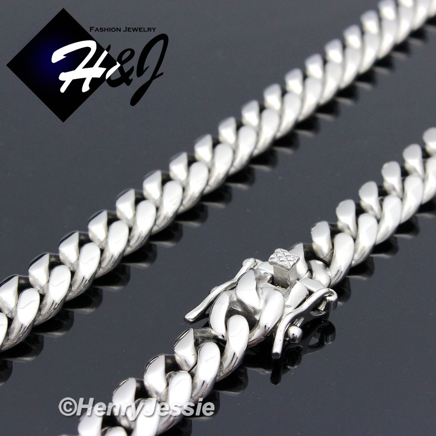 18-40″MEN Stainless Steel 7/10/12mm Silver/Gold Plated Miami Cuban Curb Necklace