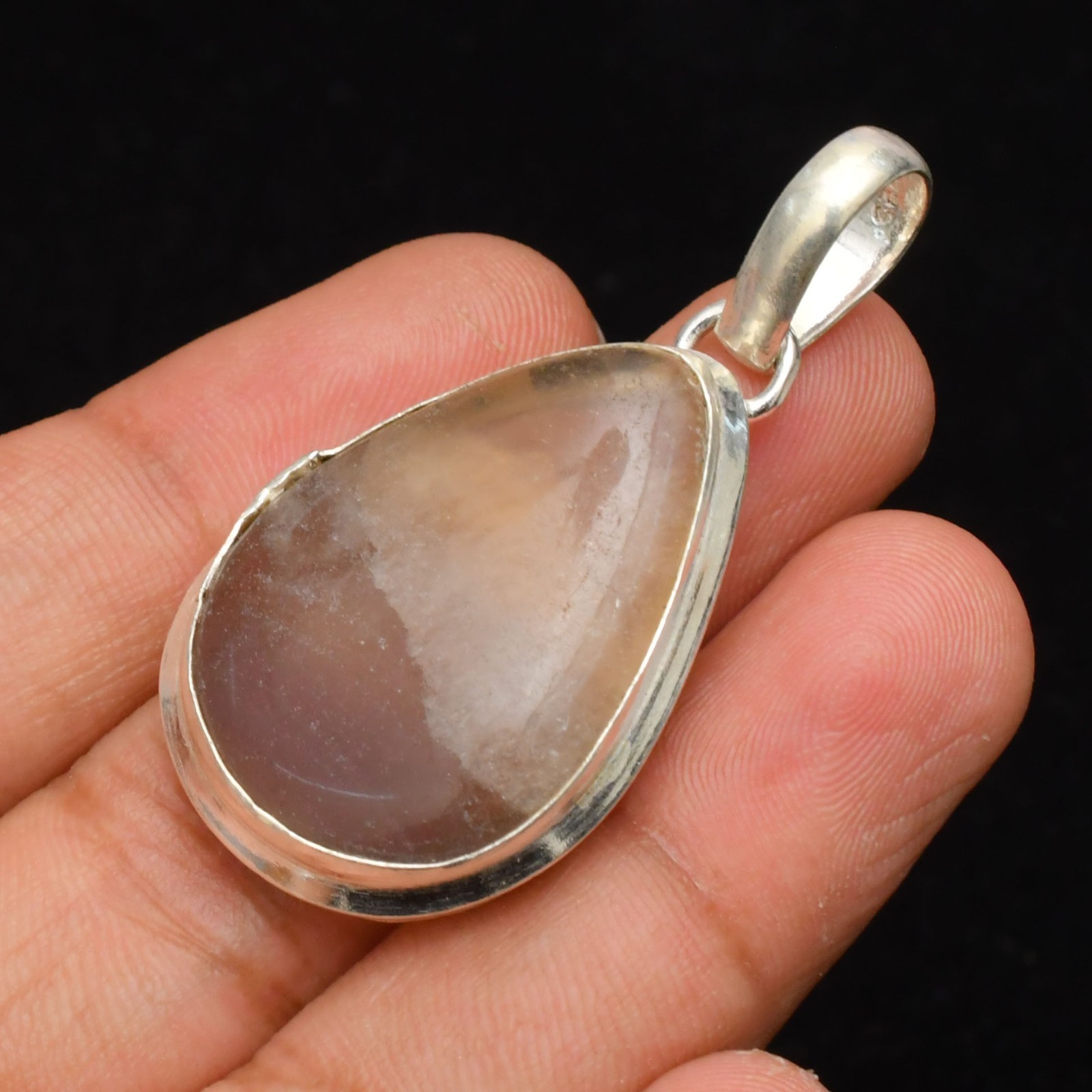 Fluorite Gemstone Handmade 925 Sterling Silver Jewelry Pendant 3.26″