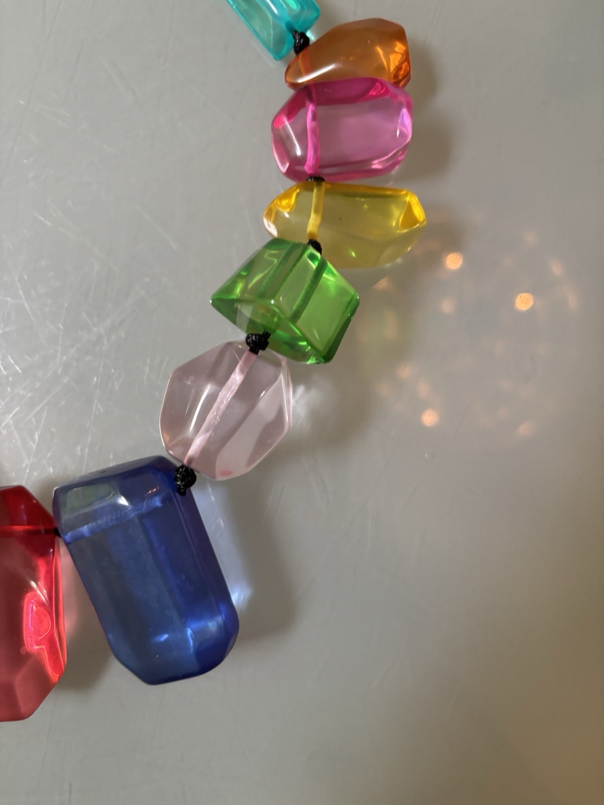 NWOT Statement Bib Chunky Multi Color Rainbow Stones Resin Anthropologie