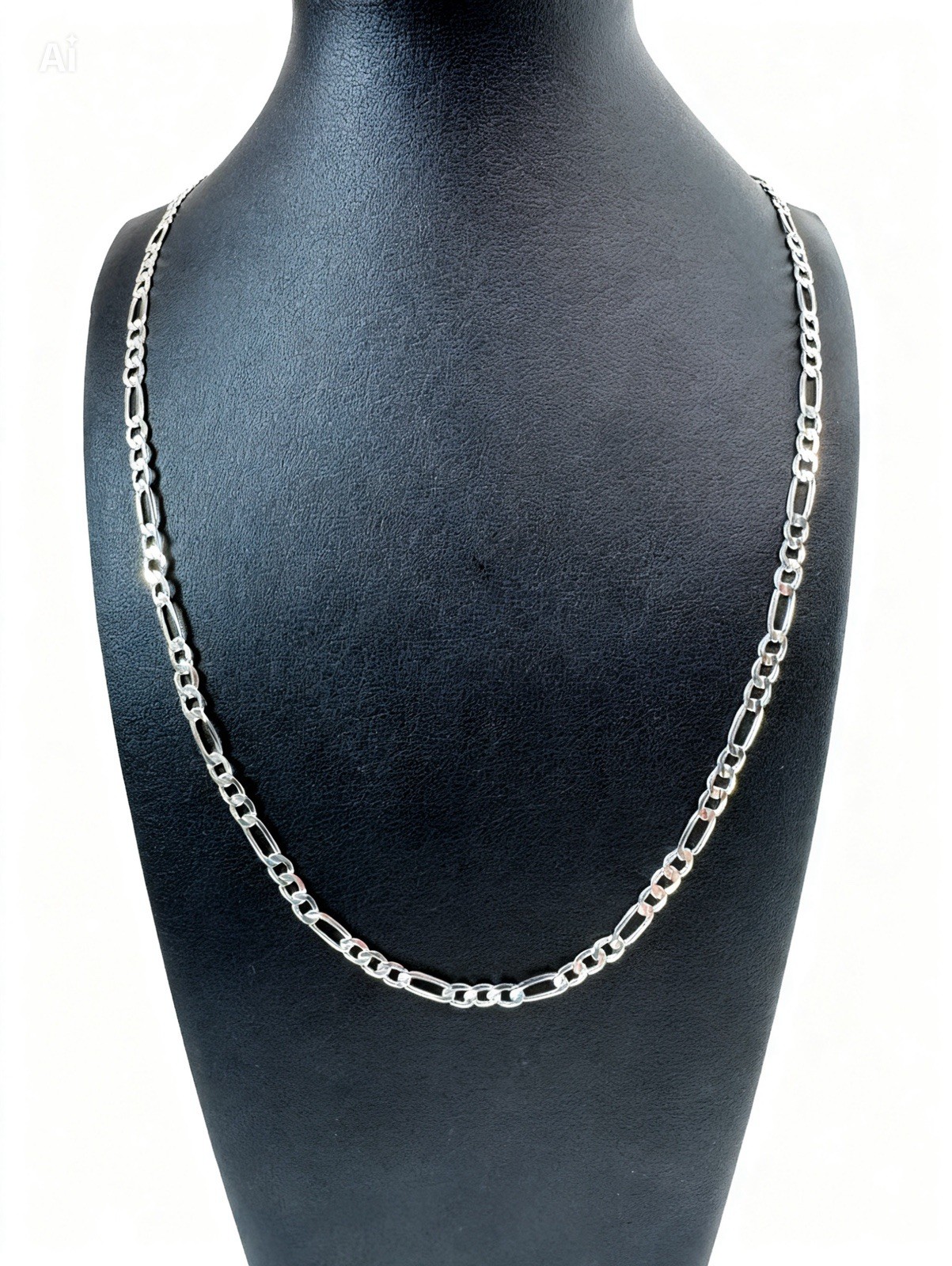 Classic 4mm Figaro Link Chain – 22″ Elegant Silver-Tone Unisex Necklace