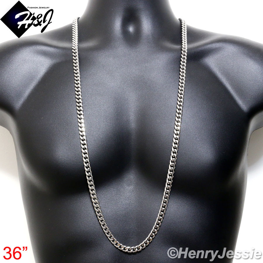 18-40″MEN Stainless Steel 7/10/12mm Silver/Gold Plated Miami Cuban Curb Necklace