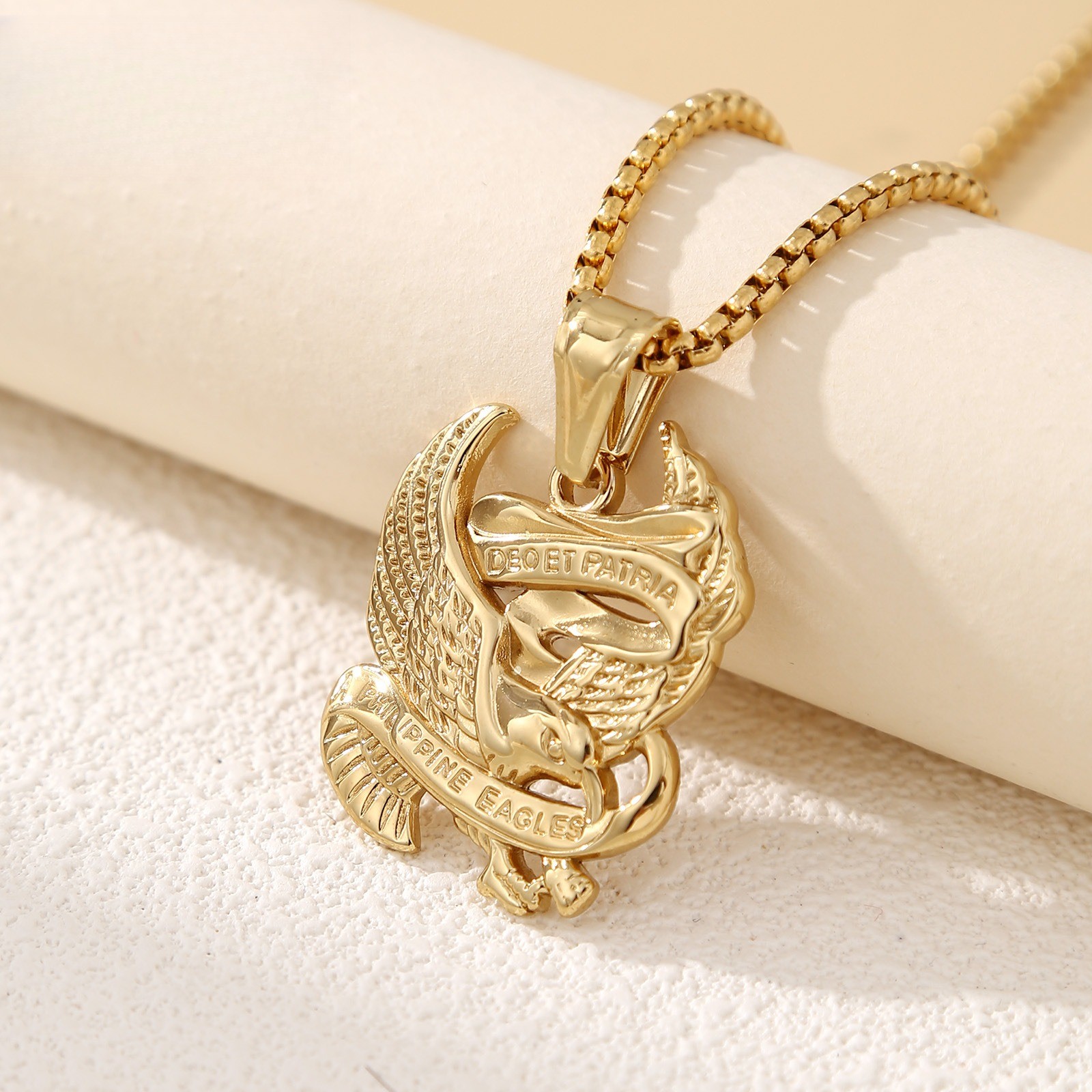 Motorcycle Biker Eagle Men’s Necklace Vintage Stainless Steel Eagle Pendant Link