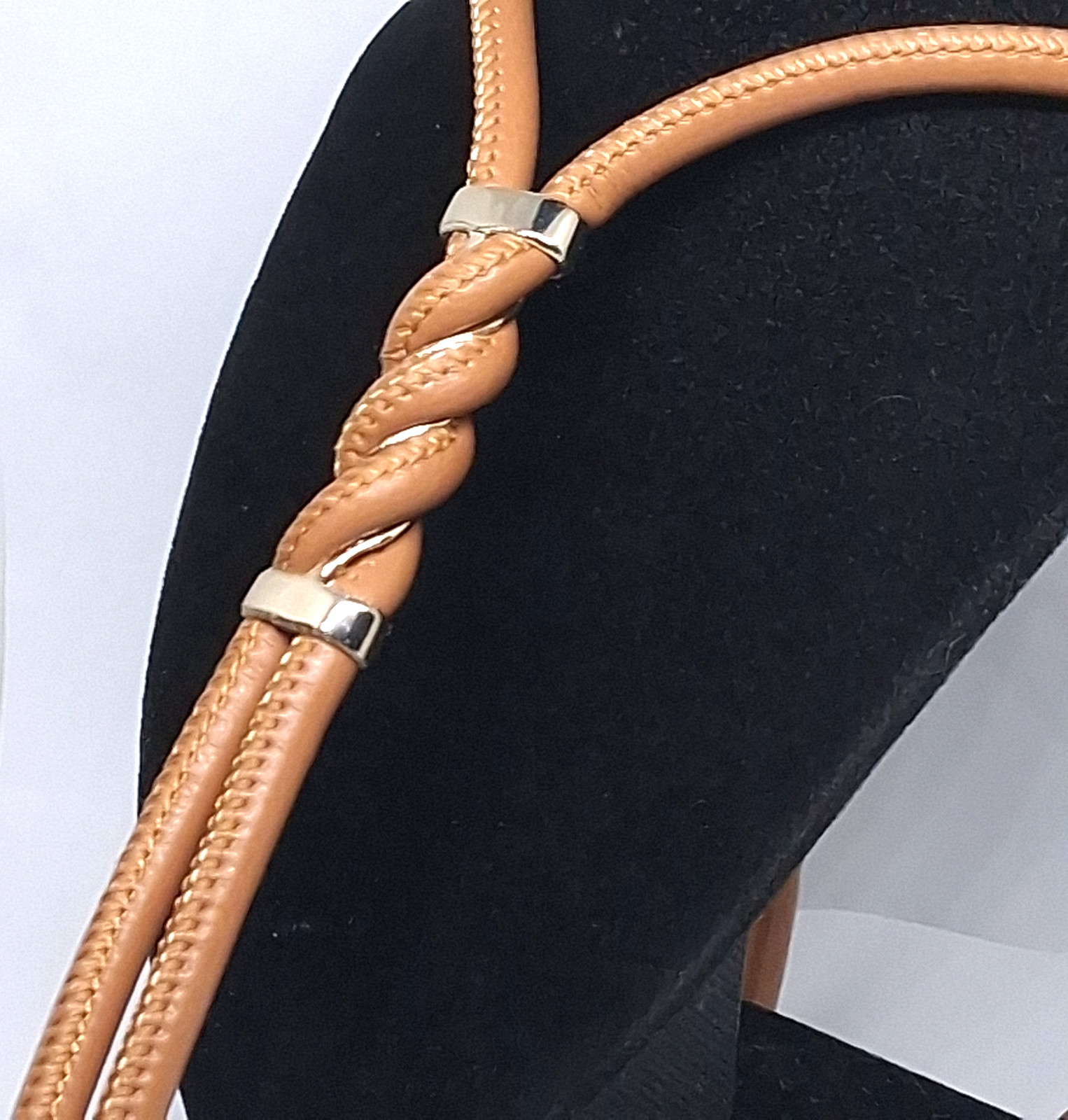 White House Black Market Brown Leather & Gold Tone 22 Inch Bolo Necklace