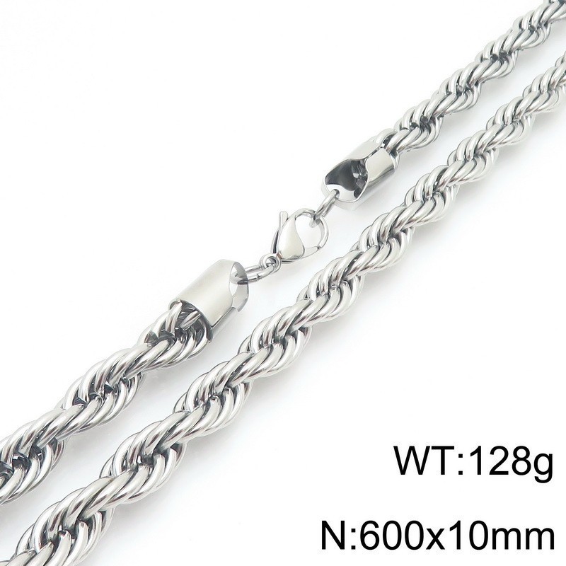 128g Heavyweight 10MM 24INCH Stainless Steel Singapore Twist Rope Chain Necklace