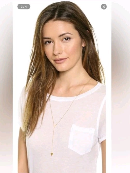 Gorjana Mika Lariat 18K Rose Gold Plate 26 inch Triangle Necklace