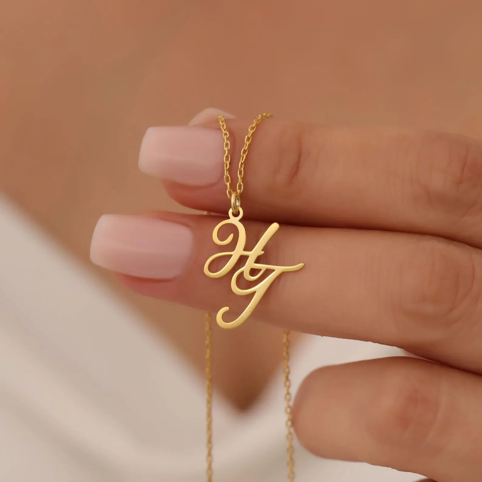 Two Interlocking Special Design Letter Personalized Double Letters Pendant