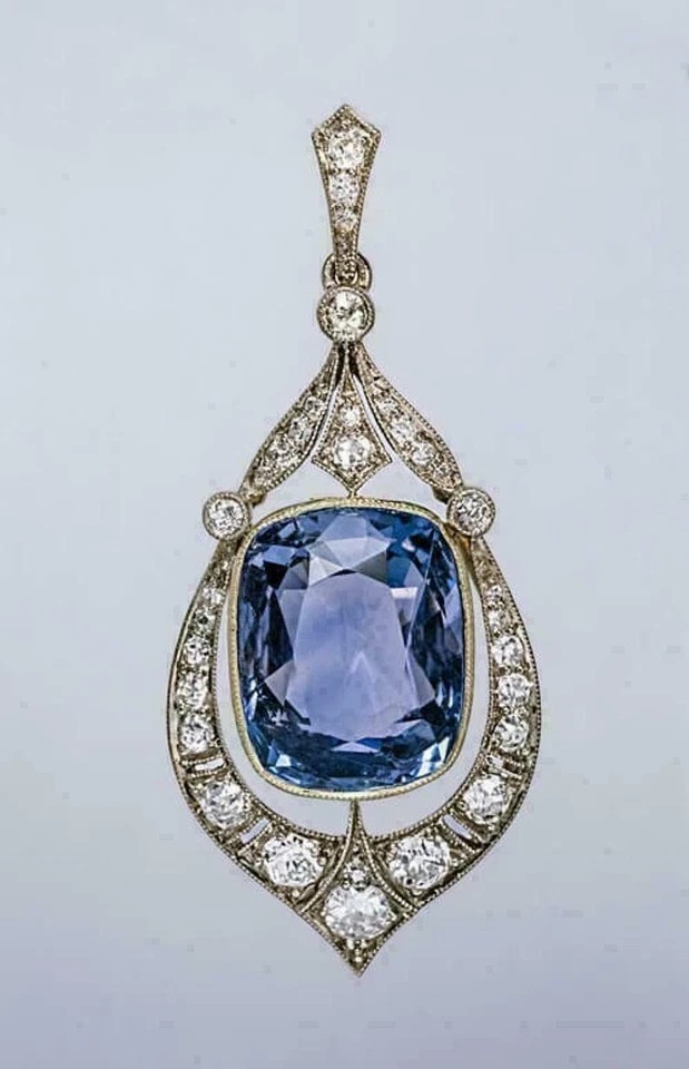 2.55 Ct Cushion Cut Blue sapphire Pendant Wedding Pendant 14k Solid White Gold
