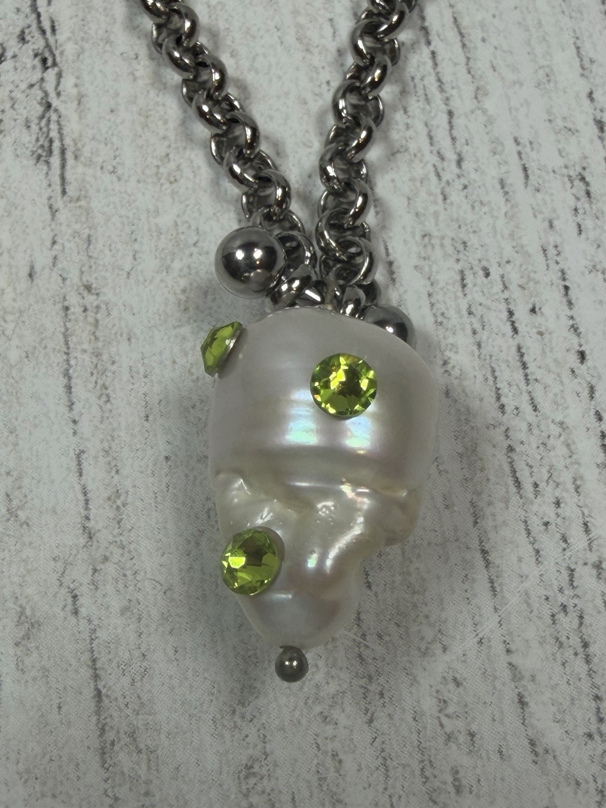 Justine Clenquet “Joan” Necklace – Freshwater Pearl And Crystal Pendant/ France